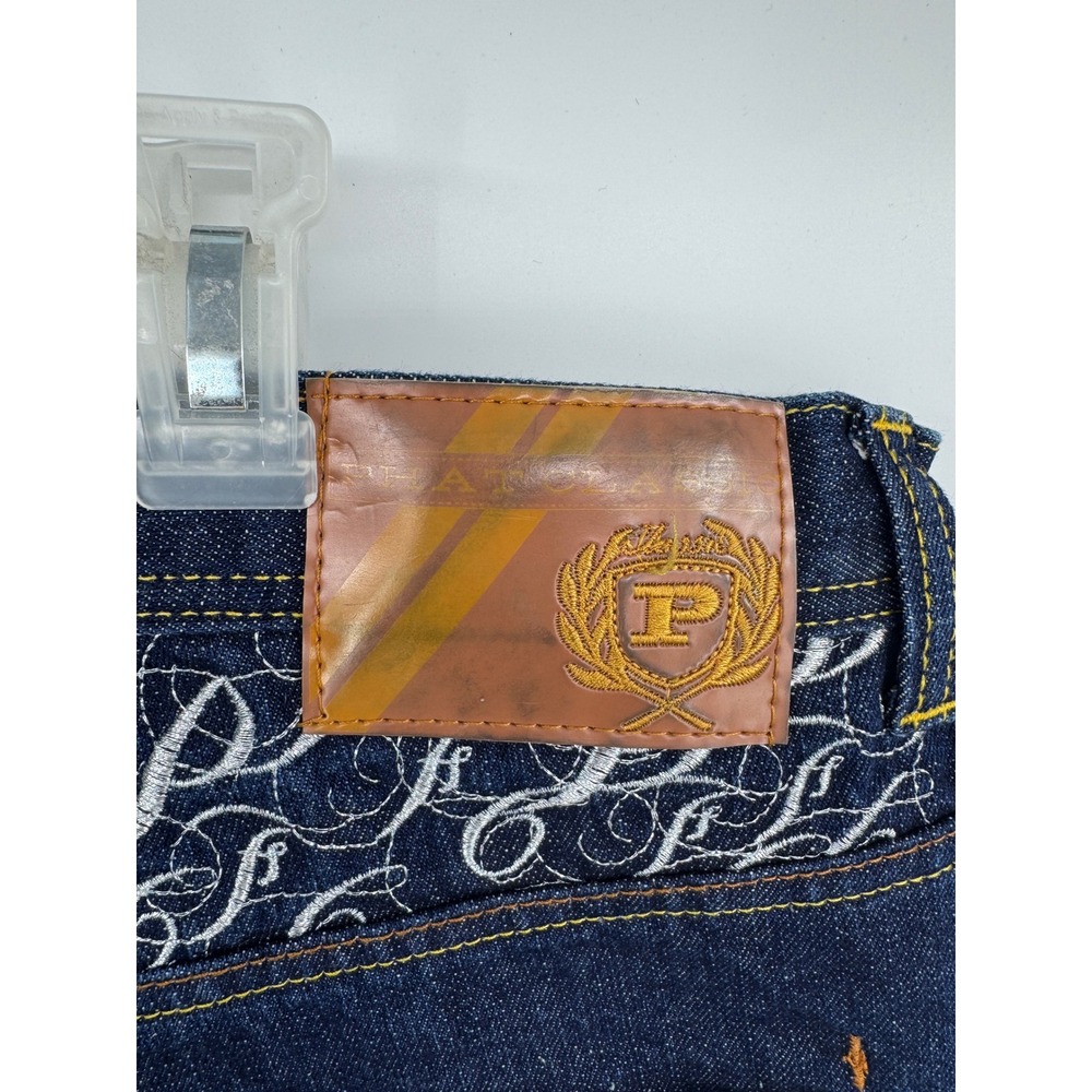 Phat‎ Classic Original Mens Dark Wash Embroidered Y2K Streetwear Jeans 38x34 - Picture 6 of 10